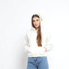 ميكا سويت شيرت قصير سادة بسحاب وقبعة ورباط بأكمام طويلة