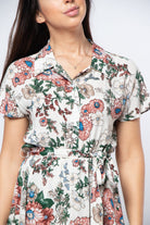 ميكا فستان ميدي طبعة زهور بكم قصير