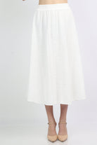 ميكا تنورة ميدي دانتيل مطرزة أوف وايت