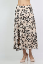 ميكا تنورة ميدي واسعة مشجرة بنمط ورود