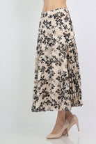 ميكا تنورة ميدي واسعة مشجرة بنمط ورود