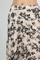 ميكا تنورة ميدي واسعة مشجرة بنمط ورود