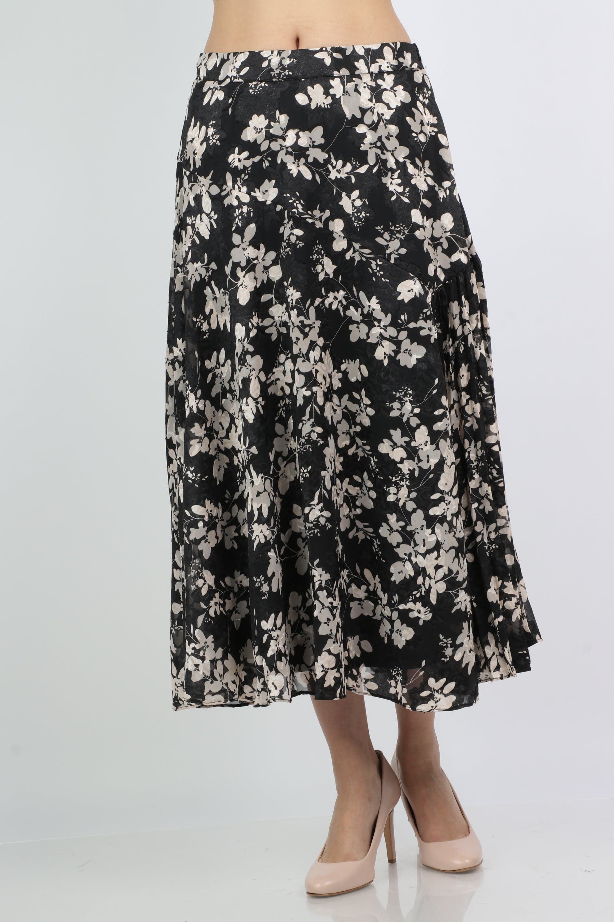 ميكا تنورة ميدي واسعة مشجرة بنمط ورود