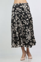 ميكا تنورة ميدي واسعة مشجرة بنمط ورود