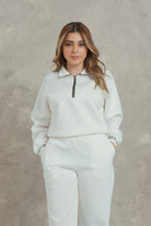 ميكا بلوزة رياضية بسحاب وياقة كم طويل نسائي