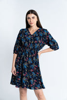 ميكا فستان قصير مشجر 3/4 كم بفتحة سبعة نسائي