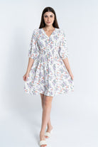 ميكا فستان قصير مشجر 3/4 كم بفتحة سبعة نسائي