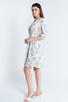 ميكا فستان قصير مشجر 3/4 كم بفتحة سبعة نسائي