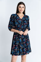 ميكا فستان قصير مشجر 3/4 كم بفتحة سبعة نسائي