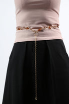 ميكا حزام معدني مع أحجار طويل نسائي ذهب