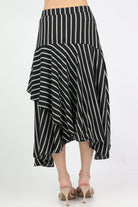 ميكا تنورة ميدي مخططة طبقات طويلة من الجانبين