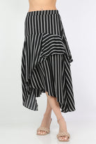 ميكا تنورة ميدي مخططة طبقات طويلة من الجانبين