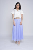 ميكا قميص نص بطن بجيوب وأزرار أمامية كم قصير نسائي