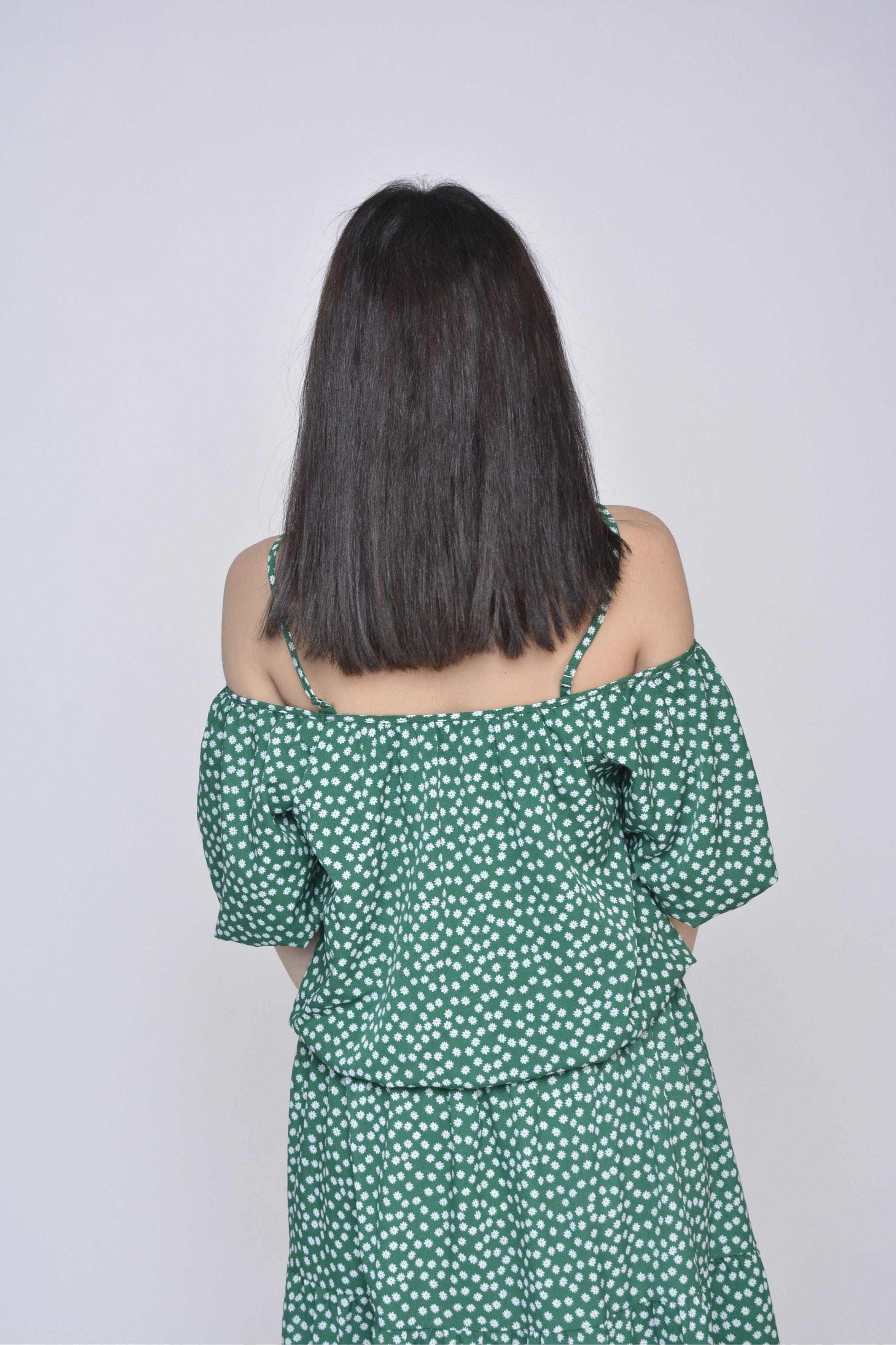 ميكا بلوزة منقطة أوف شولدر حمالات بأكمام منفوخة نسائي