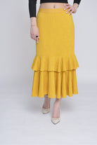 ميكا تنورة ميدي بنمط مشجر بخصر مطاطي