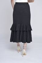 ميكا تنورة ميدي بنمط مشجر بخصر مطاطي