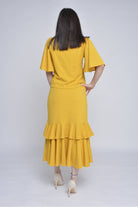 ميكا تنورة ميدي بنمط مشجر بخصر مطاطي