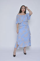 ميكا تنورة ميدي منقوشة مفتوحة من الجنب