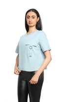 ميكا بلوزة قطنية بجيب وحلقة دائرية نسائي