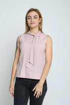 ميكا بلوزة سادة بربطة عنق كت نسائي