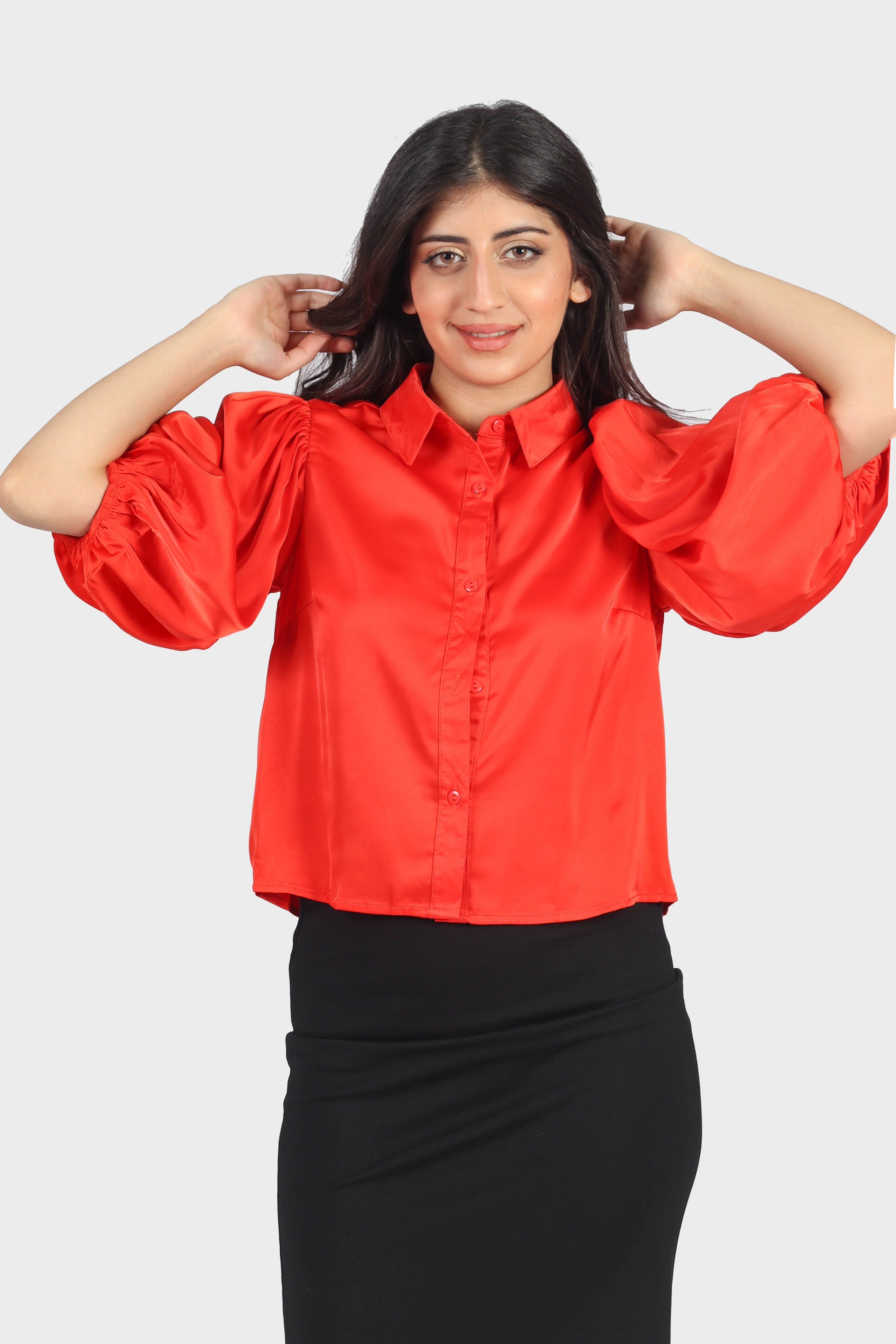 ميكا بلوزة بأكمام قصيرة بطبعة بخصر مطاطي