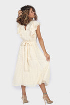 ميكا فستان ميدي بدون أكمام فراشة طبقتين