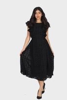 ميكا فستان ميدي بدون أكمام فراشة طبقتين