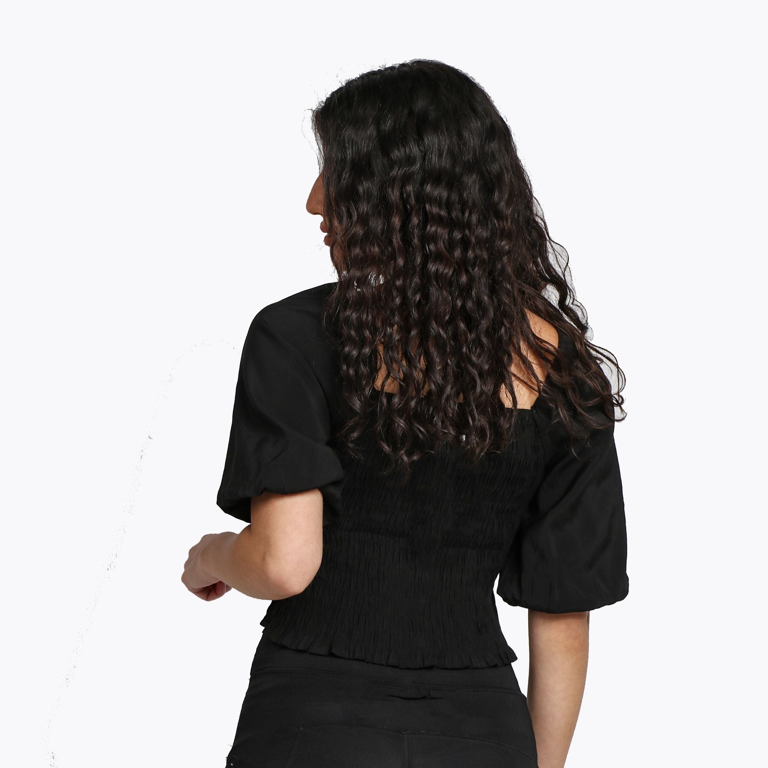 ميكا بلوزة نص بطن بأزرار أمامية ناعمة نص كم بف نسائي