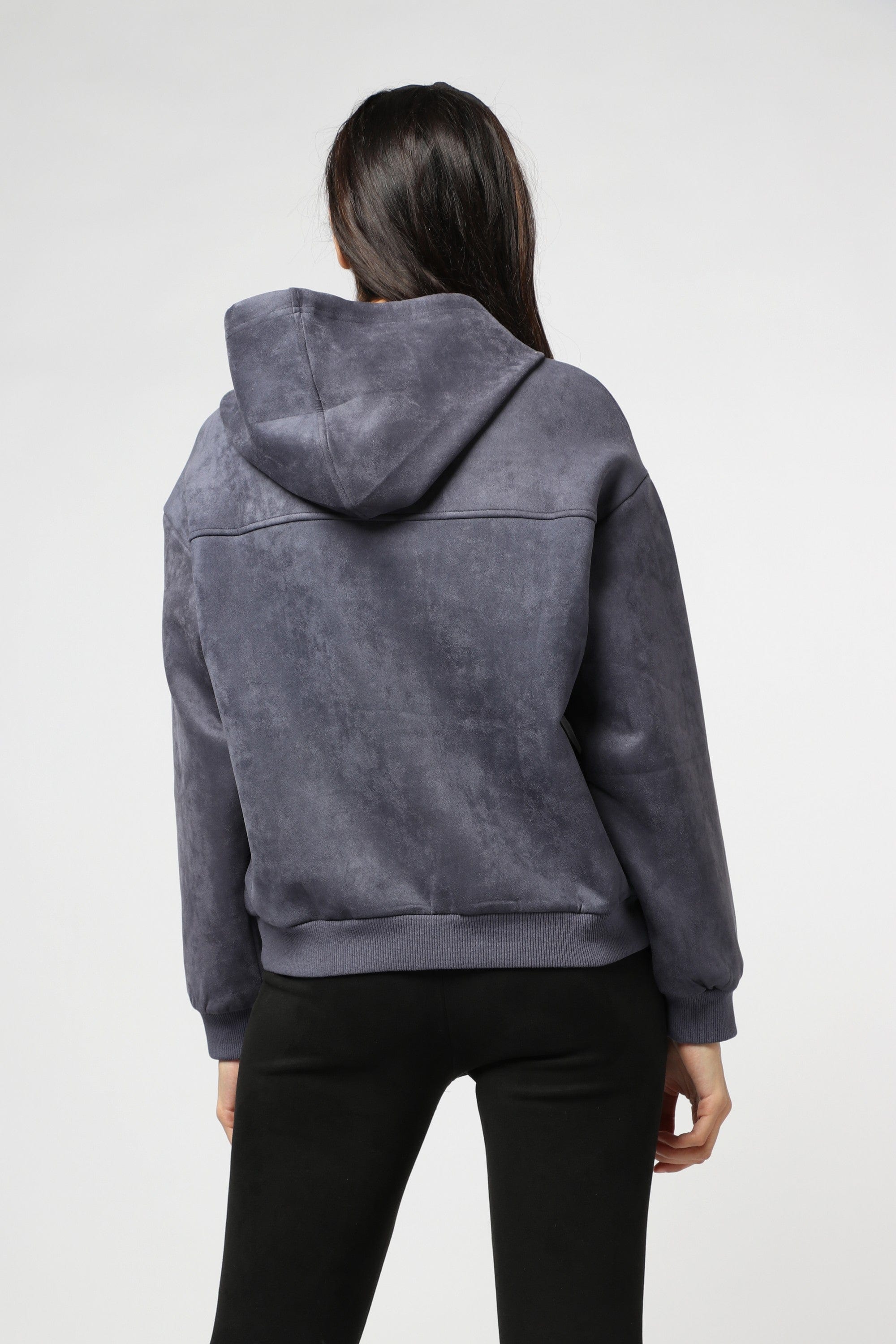 ميكا بلوزة سادة برباط وقبعة بأكمام طويلة