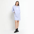 ميكا فستان قصير بطبعة على الصدر بأكمام طويلة وجيوب جانبية