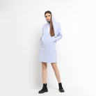 ميكا فستان قصير بطبعة على الصدر بأكمام طويلة وجيوب جانبية