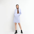 ميكا فستان قصير بطبعة على الصدر بأكمام طويلة وجيوب جانبية