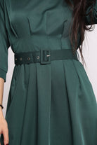 ميكا فستان ميدي سهرة بوليستر بحزام خصر كم قصير