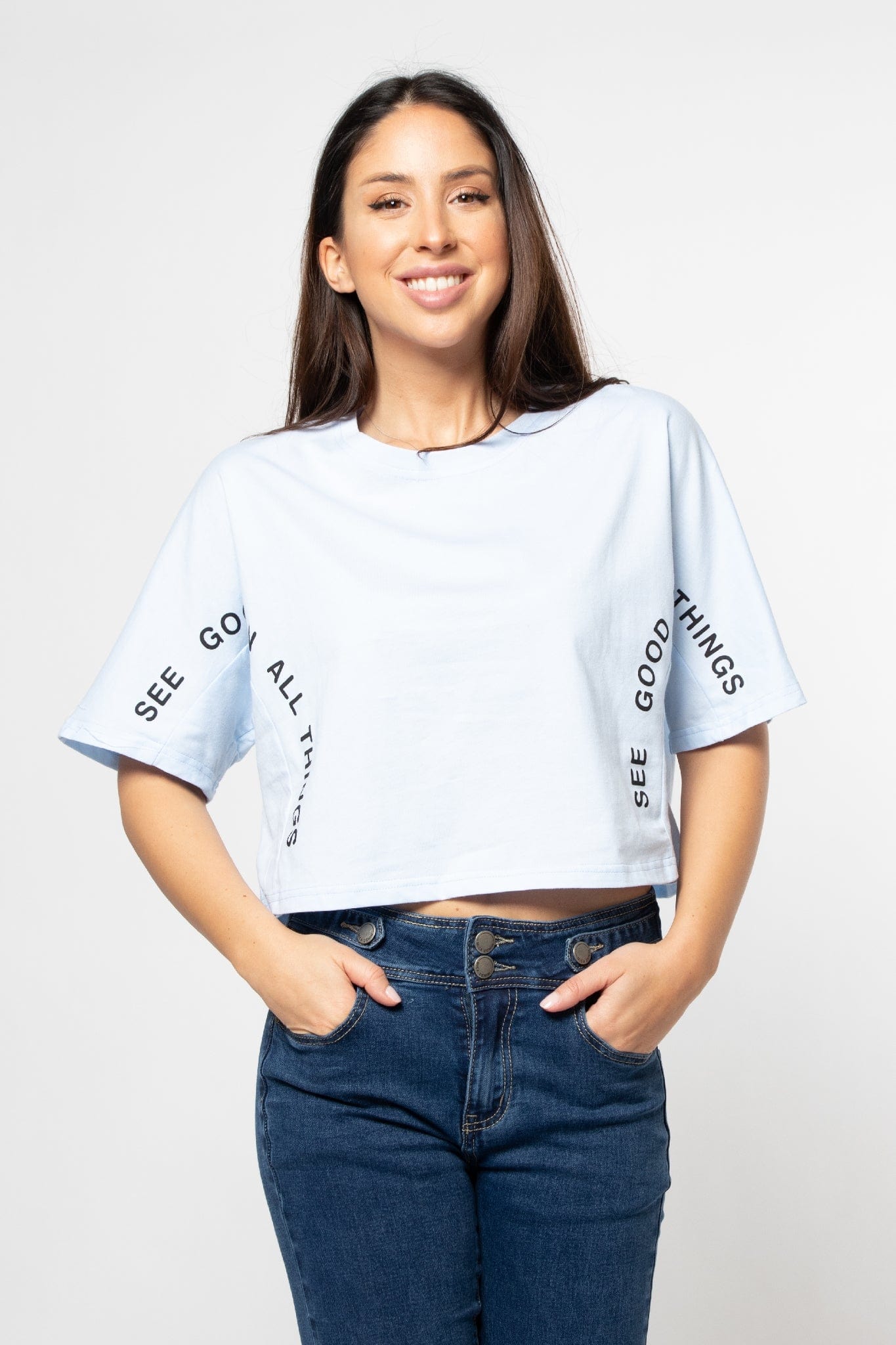 ميكا بلوزة بأكمام قصيرة سادة مخرمة