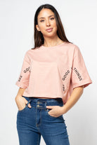 ميكا بلوزة بأكمام قصيرة سادة مخرمة