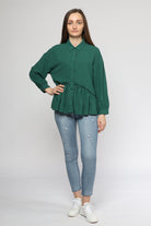 ميكا بلوزة بأكمام طويلة بتصميم قميص بكرانيش