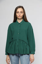 ميكا بلوزة بأكمام طويلة بتصميم قميص بكرانيش