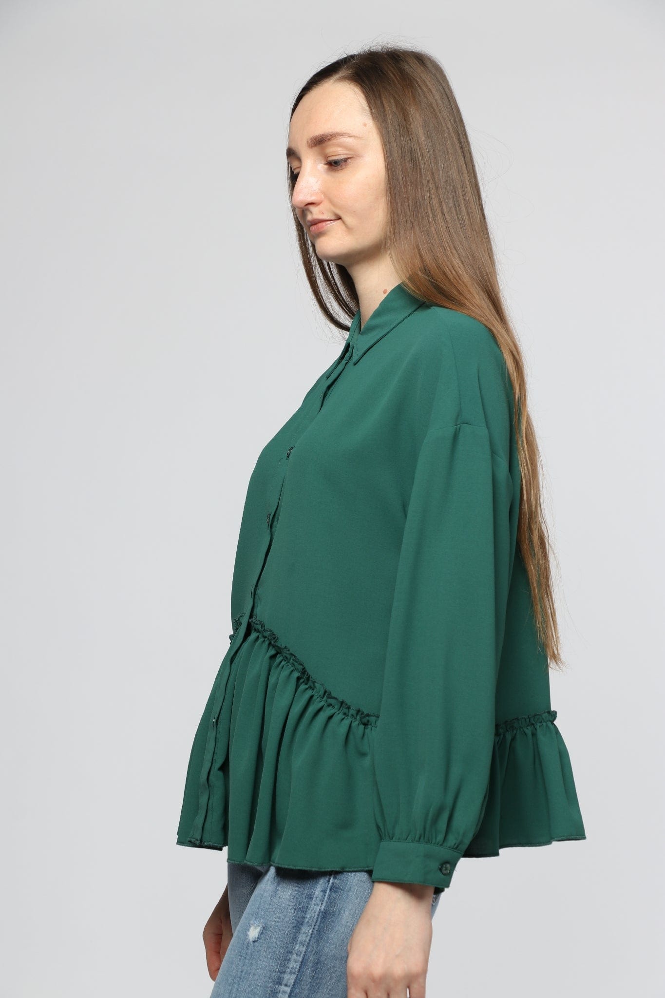 ميكا بلوزة بأكمام طويلة بتصميم قميص بكرانيش