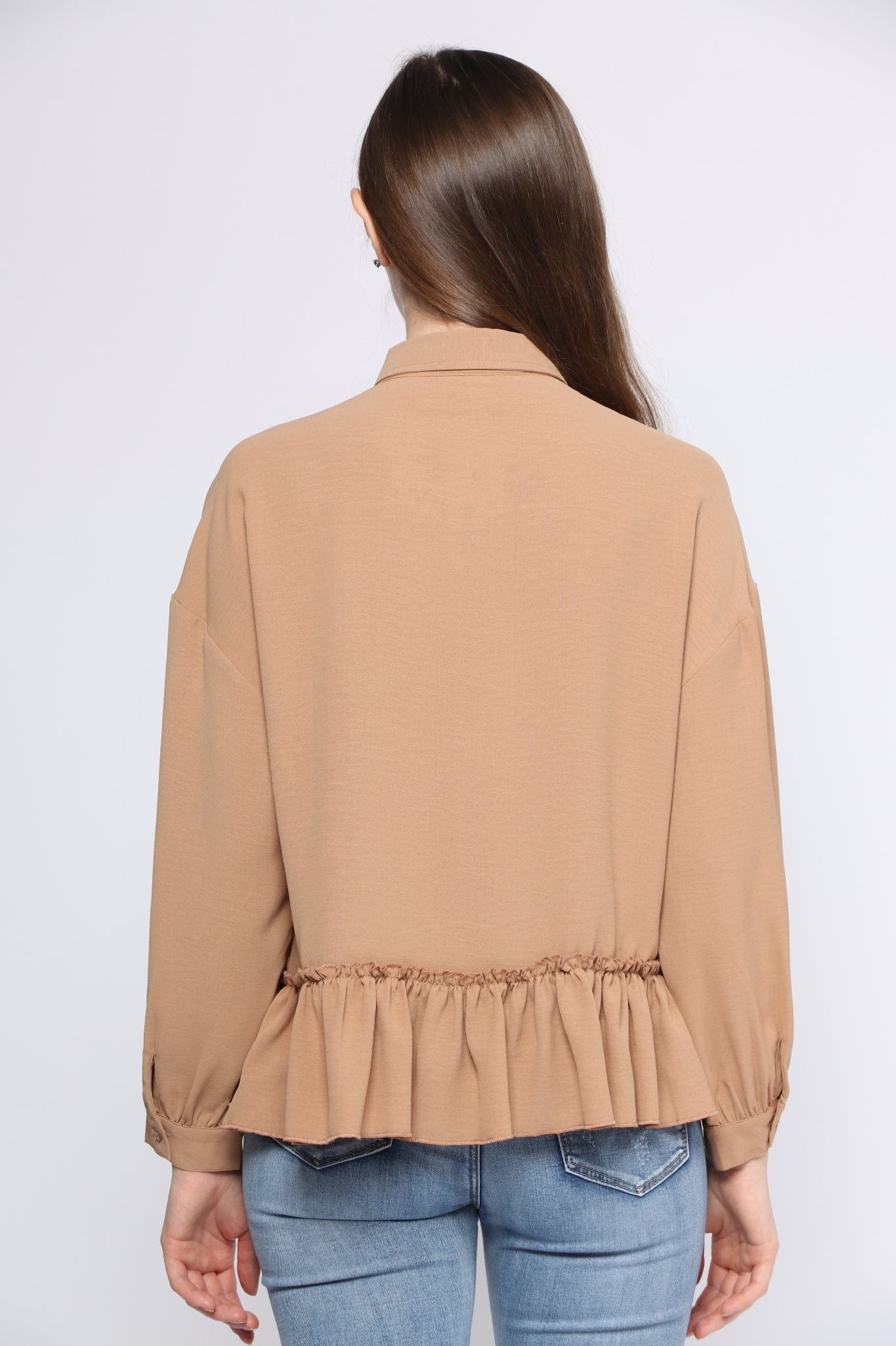 ميكا بلوزة بأكمام طويلة بتصميم قميص بكرانيش