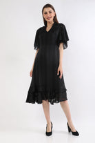 ميكا فستان ميدي بأكمام مفتوحة قصيرة