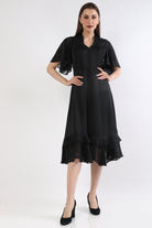 ميكا فستان ميدي بأكمام مفتوحة قصيرة