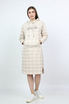 ميكا فستان ميدي كم طويل مربعات بجيوب أمامية