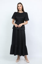 ميكا تنورة طويلة هاي ويست منفوشة مكشكشة من أسفل نسائية