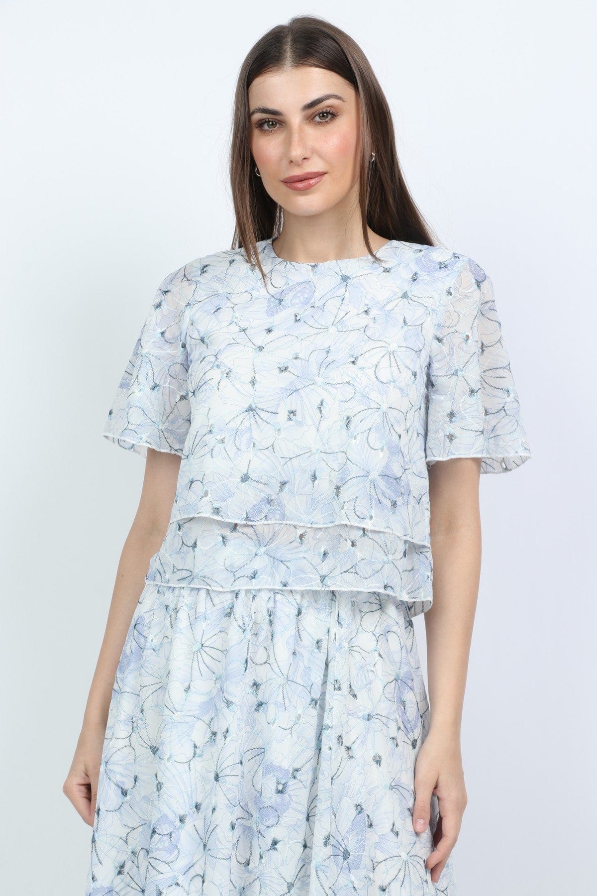 ميكا بلوزة منقوشة كم فراشة