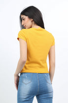 ميكا بلوزة قطن بأكمام قصيرة وأزرار أمامية نسائية