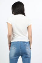 ميكا بلوزة قطن بأكمام قصيرة وأزرار أمامية نسائية