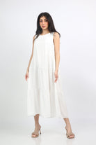 ميكا فستان ميدي واسع من تحت بدون كم