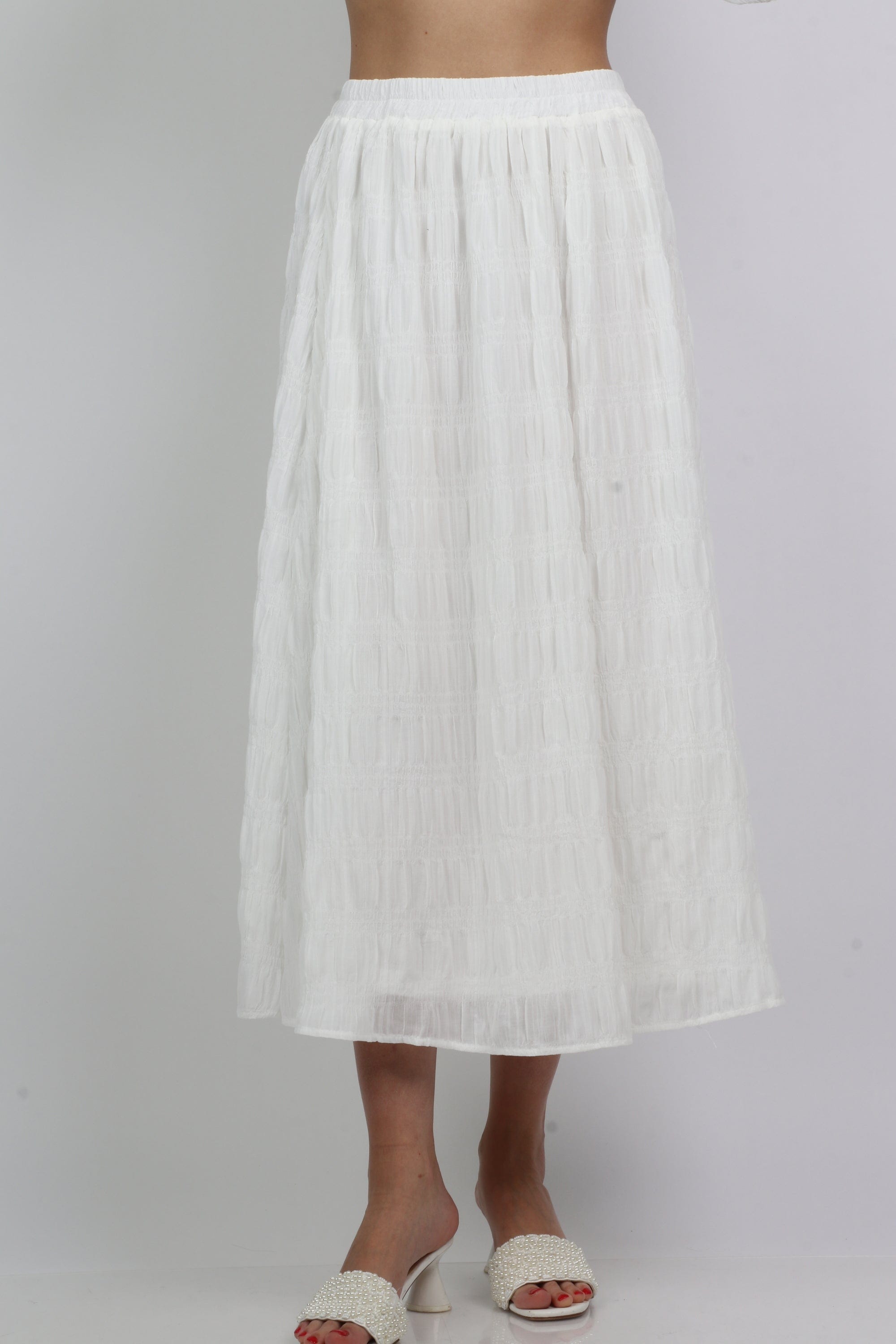 ميكا تنورة ميدي منفوشة واسعة سادة