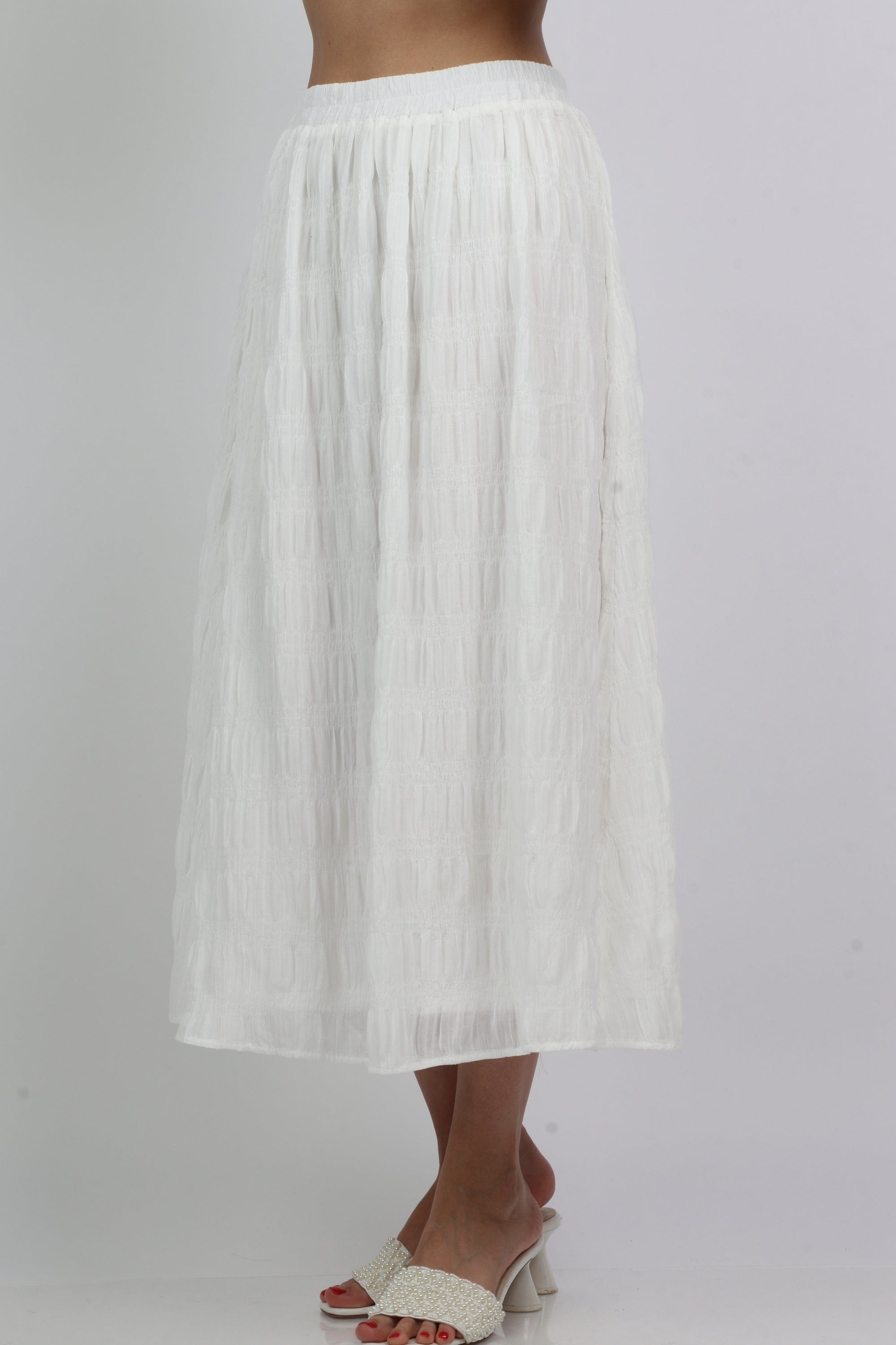 ميكا تنورة ميدي منفوشة واسعة سادة