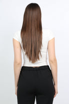 ميكا بلوزة ياقة مريعة بأزرار أمامية كم قصير نسائي